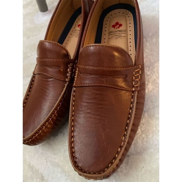 Men's Brown Loafers Slip-On Round Toe Casual Lightweight Anti-Slip - Picture 8 of 9